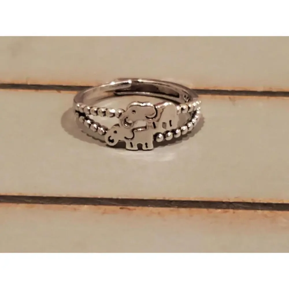 925 elephant ring open size adjustable